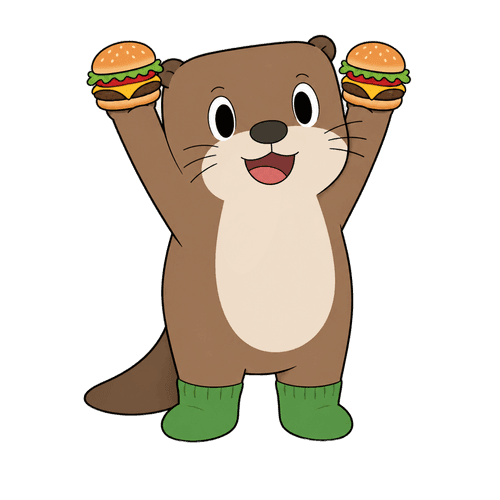 La nutria de Caudalito con dos hamburguesas