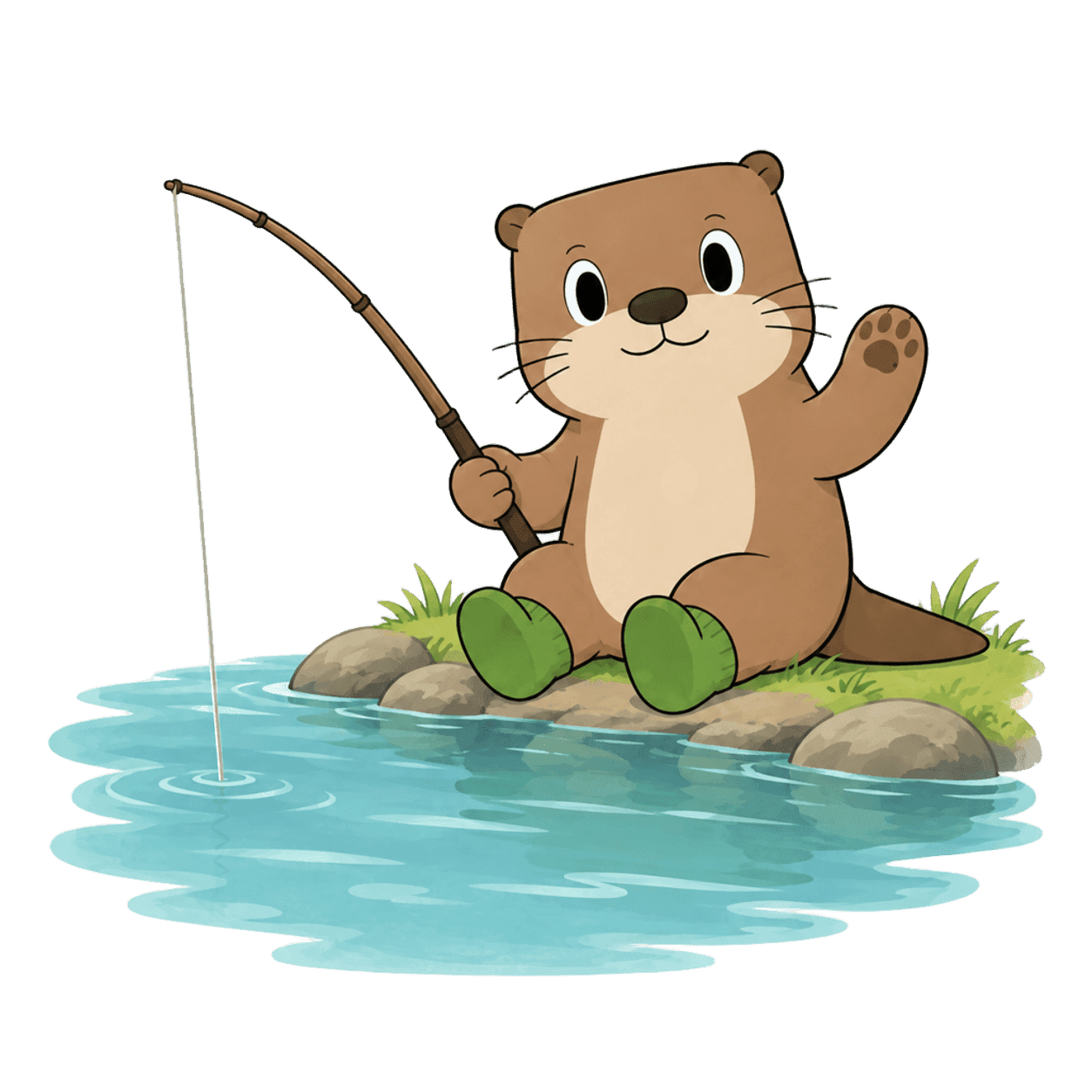 La nutria de Caudalito pescando